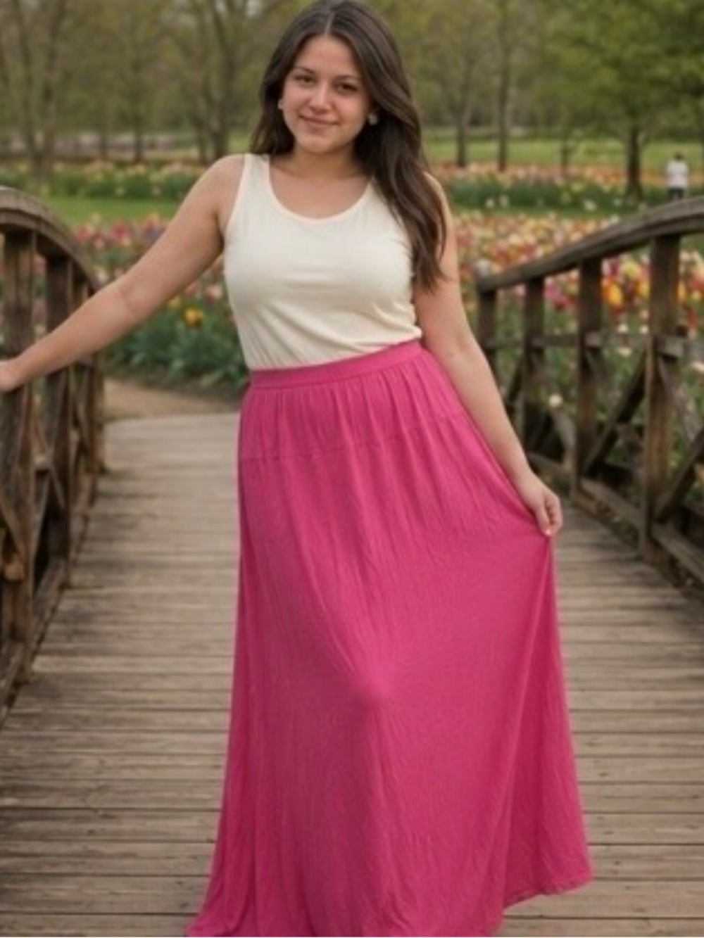 Jessica London Fuchsia A-Line Maxi Skirt and tank top set